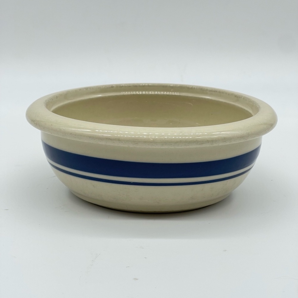 Vintage Friendship Pottery Blue Stripe 6” Coupe Soup Bowl FP Roseville USA